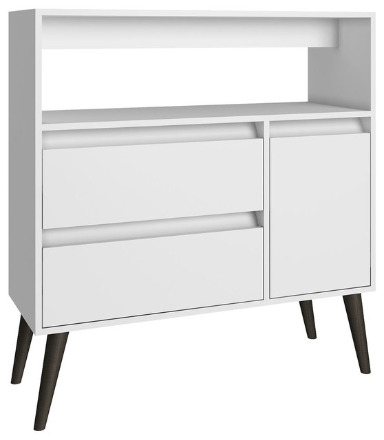 Functional Gota High Side Table With 1 Shelf 2 Drawer And Door White