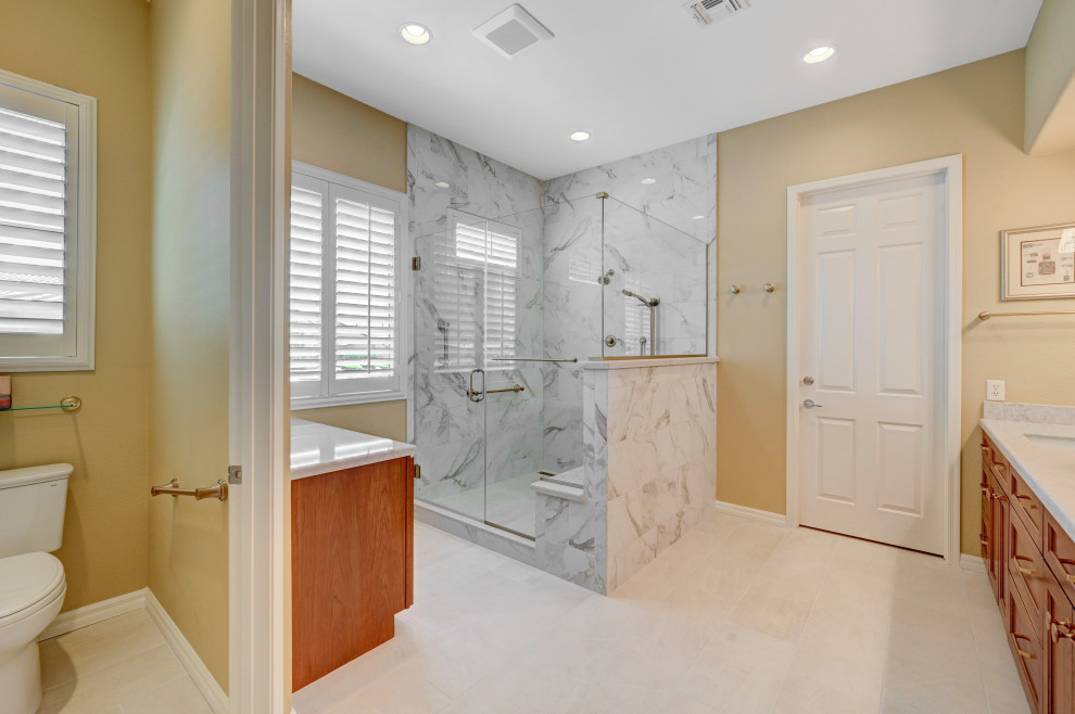 Stunning Marble Master Bathroom in Sun City Anthem - Transitional ...