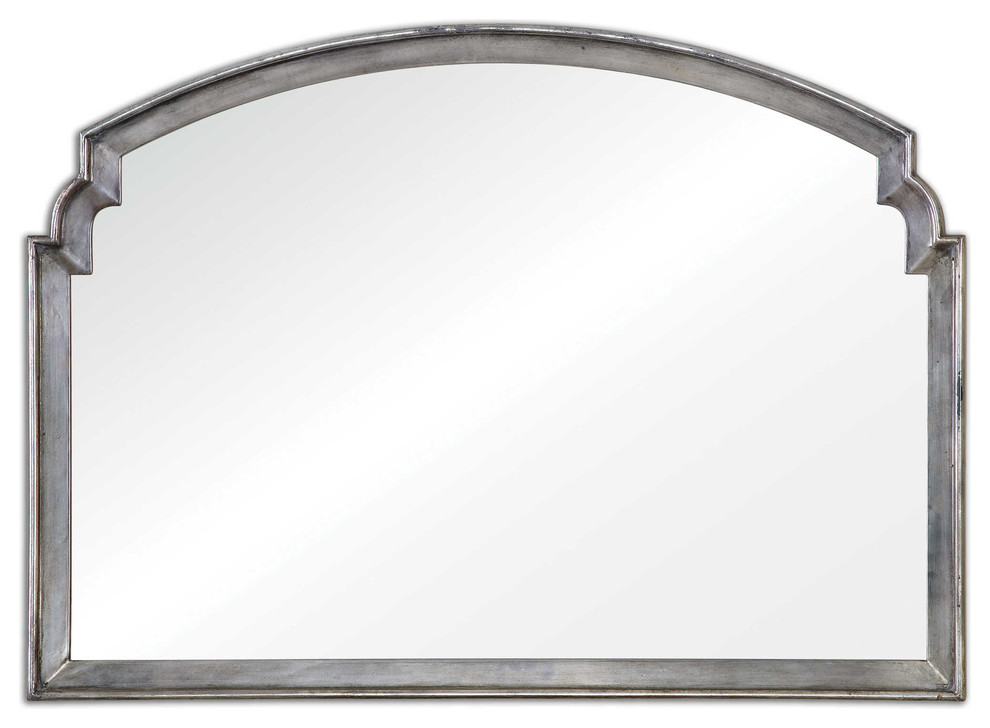 Extra Wide Silver Shaped Arch Mirror Traditional Wall Mirrors by