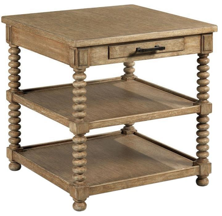 WOODBRIDGE Side Table Square Quartered Vintage Oak Cast Brass 2