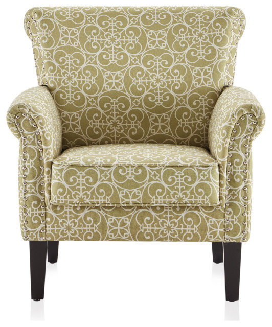 Arm Fabric Upholstered Chair Nailhead Trim Accent Chair Transitional Armchairs And Accent
