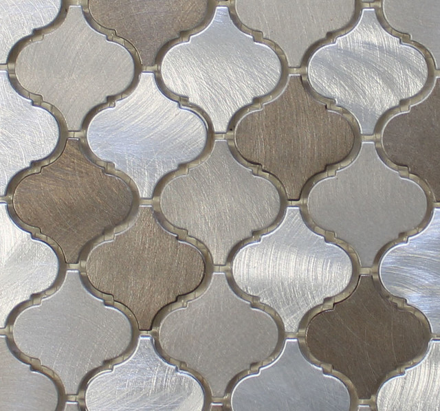 New Amsterdam Brushed Aluminum Arabesque Mosaic Tile, Chip Size: 2"x2", 12"x12"
