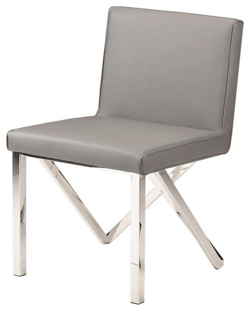 Talbot Dining Chair, Armless Side Chair, Gray Naugahyde Leather