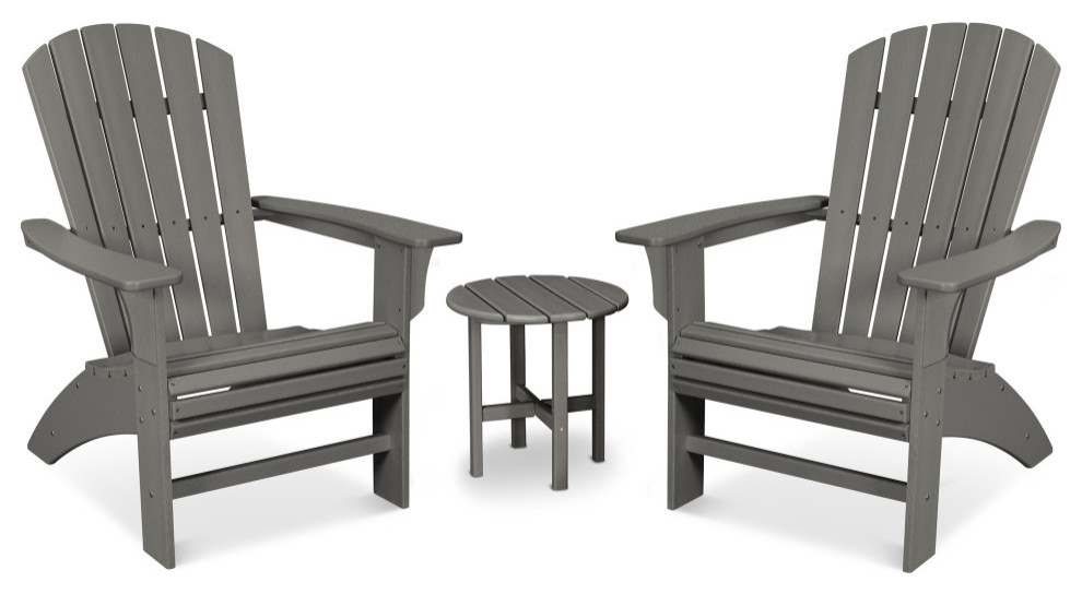 Trex Outdoor Yacht Club 3Piece Curveback Adirondack Set Transitional Outdoor Lounge Sets