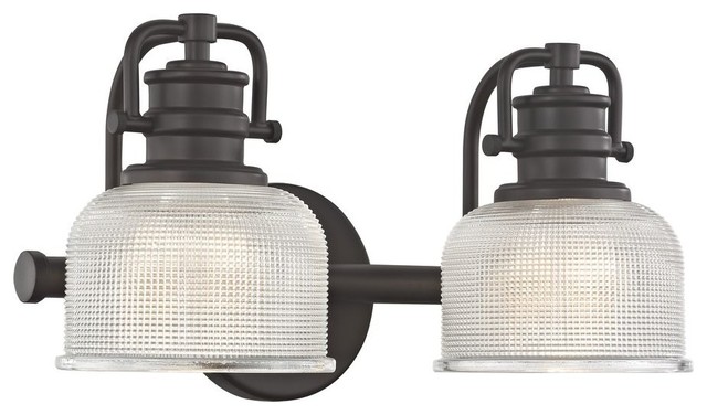 Prismatic Glass 2 Light Bath Bronze Finish