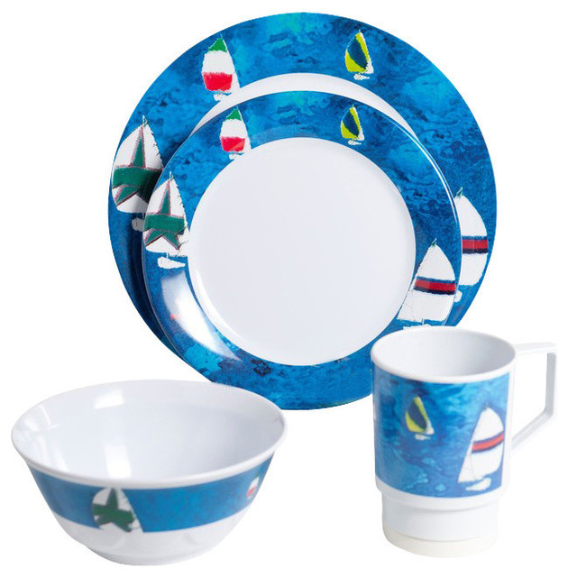 Galleyware Spinnaker Melamine Dinnerware Gift Set Beach Style