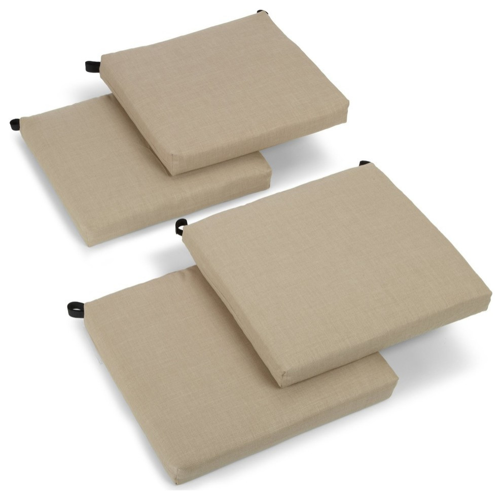20"x19" Spun Polyester Chair Cushion, Set of 4, Sandstone