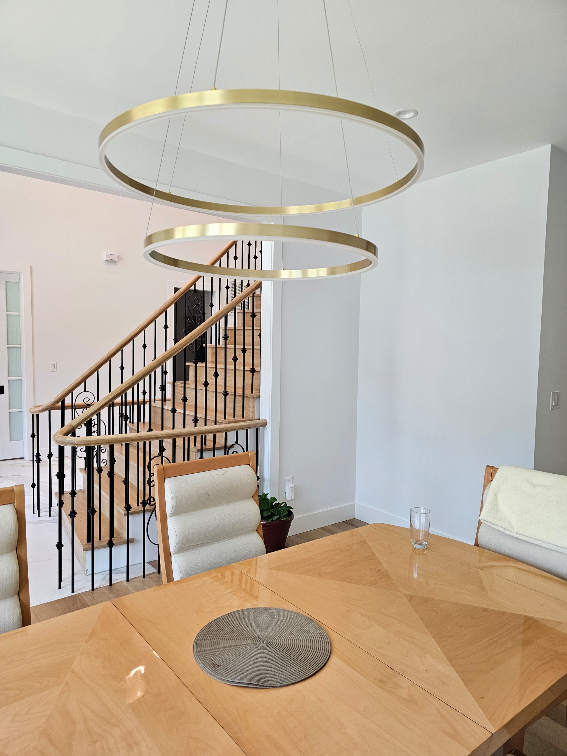 120_Luxurious White Oak Stair with Iron Balusters, Great Falls, 22066