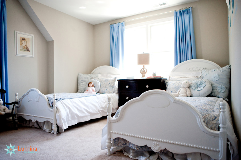 This is an example of a traditional kids' room for girls in Boston.