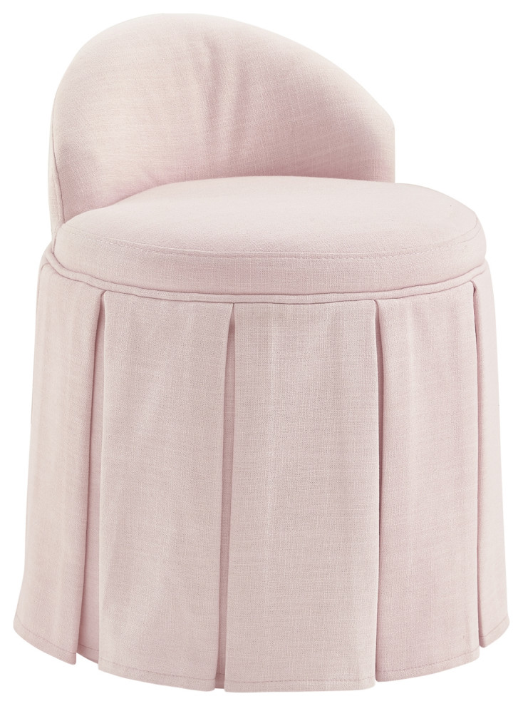 Rustic Manor Makenzi Vanity Stool, Slipcover, Linen Transitional