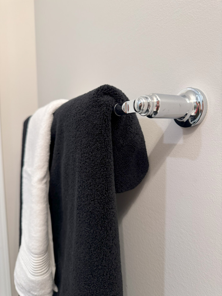 Polished Chrome Fixtures | Black & White Bathroom