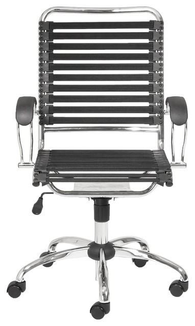 Modern Chrome Black Office Chair Comfortable Bungee Supports Modern Chrome Black Office Chair