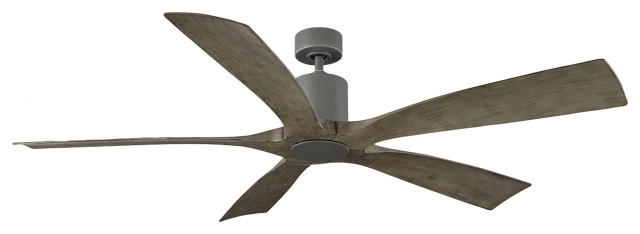 Windflower Smart Indoor And Outdoor 12-Blade Ceiling Fan 60in Graphite Weathered Gray With 2700K LED Light Kit And Wall Control Works With Alexa And IOS Or Android App