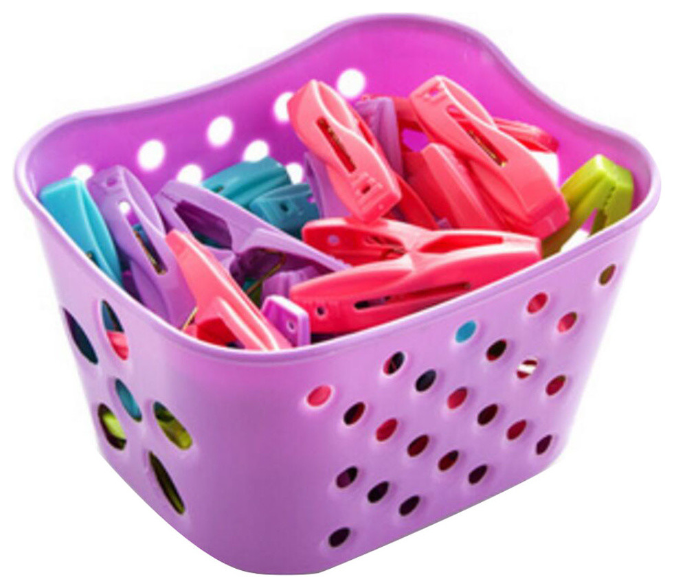 30 PCS Laundry Clothespin Clothes Hanger File Clips With Basket Drying Rack Pin
