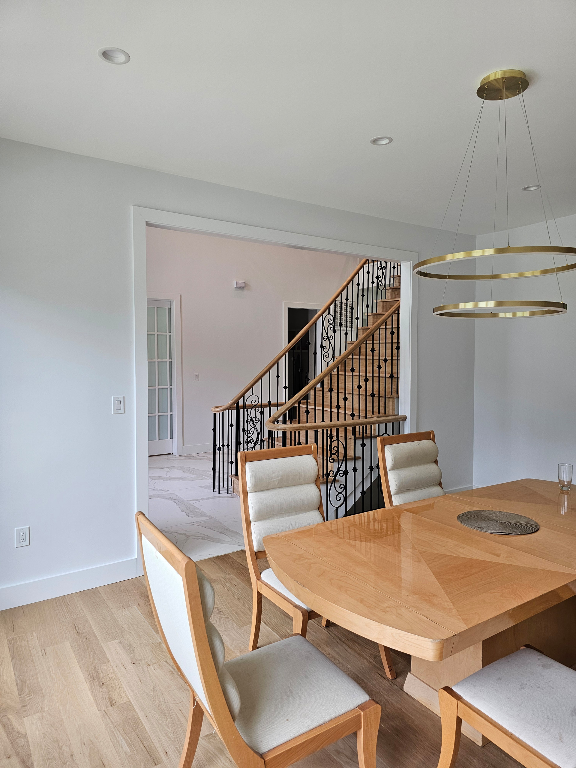 120_Luxurious White Oak Stair with Iron Balusters, Great Falls, 22066