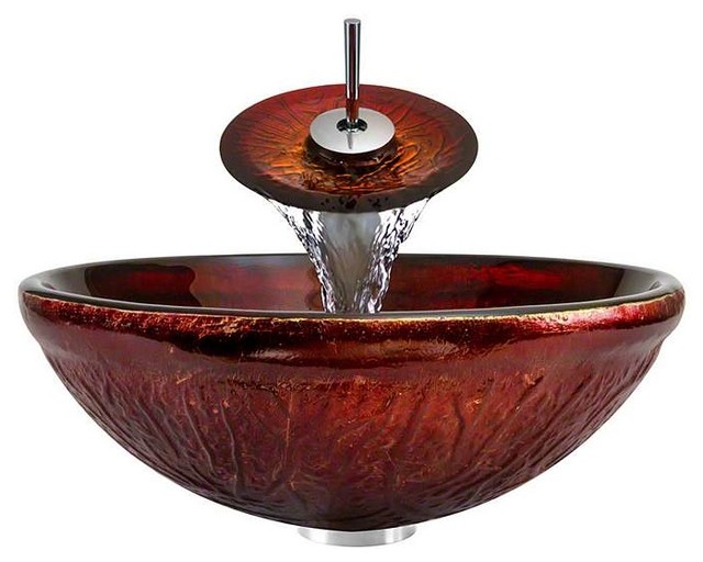 ... Sinks Polaris P816 Red Lava Glass Bathroom Sink - Bathroom Sinks