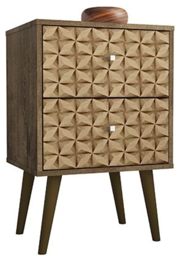 Liberty Mid Century -Nightstand 2.0, 2 Full Extension Drawers, Rustic Brown and