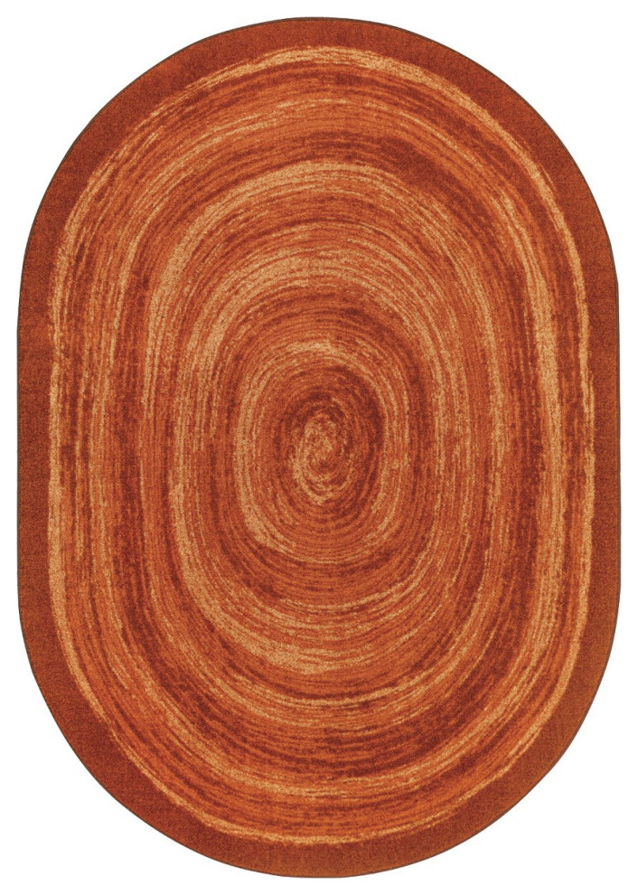 Feeling Fun 5'4" x 7'8" Oval area rug in color Orange Contemporary