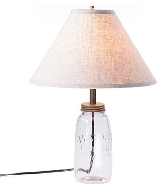 Medium Mason Jar Table Lamp With Linen Shade Traditional Table