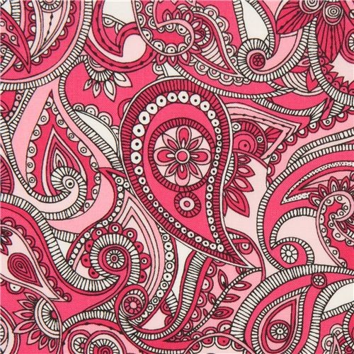 Pink Paisley Pattern And Flower Fabric By Robert Kaufman Pink Paisley Pattern And Flower Fabric By Robert Kaufman