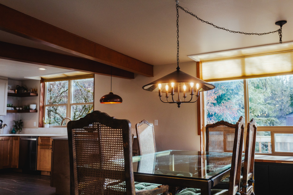 Dining room - rustic dining room idea in Seattle