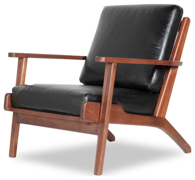 mid century leather accent chair