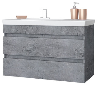 DP Wall Bath Vanity Cabinet Set 33.5" Single Sink With Laminated Granite Finish