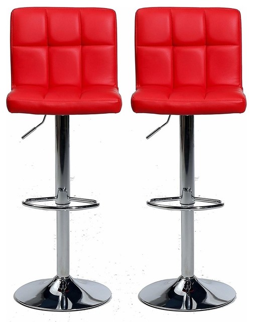 Set Of 2 Bar Stools Faux Leather Back And Footrest Adjule Set Of 2 Bar Stools Faux Leather Back And Footrest Adjule Swivel Gas Lift Modern Kitchen By Decor Love