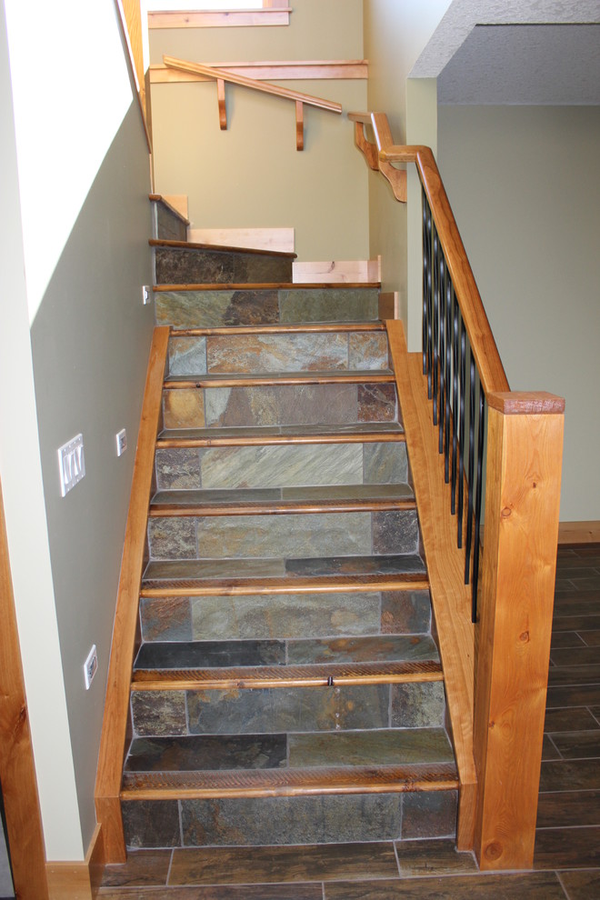 Example of a mountain style staircase design in Calgary