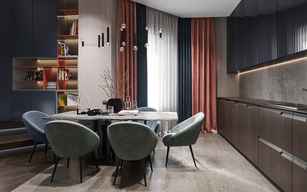 Студия в современном стиле  в колониальных тонах