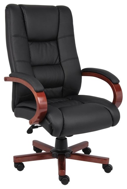 High Back Executive Chair Cherry Wood Finish High Back Executive Chair Cherry Wood Finish