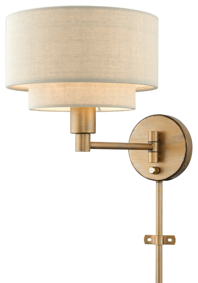 Bellingham 1-Light Antique Gold Leaf Swing Arm Wall Lamp