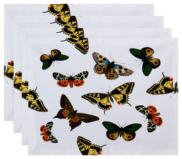 18"x14" Butterflies, Animal Print Placemat, Set of 4 Contemporary