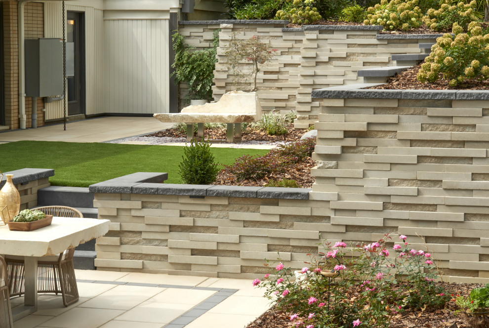 Inspiration for a contemporary backyard concrete paver garden path in Philadelphia.