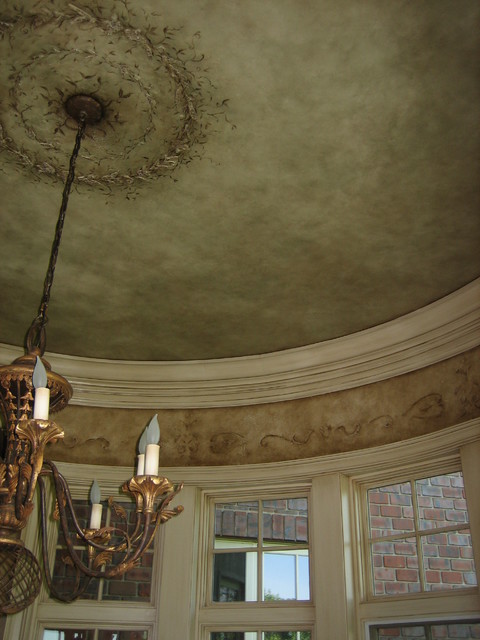 Hand Plastered And Hand Painted Ceiling Medallion Mediterranean