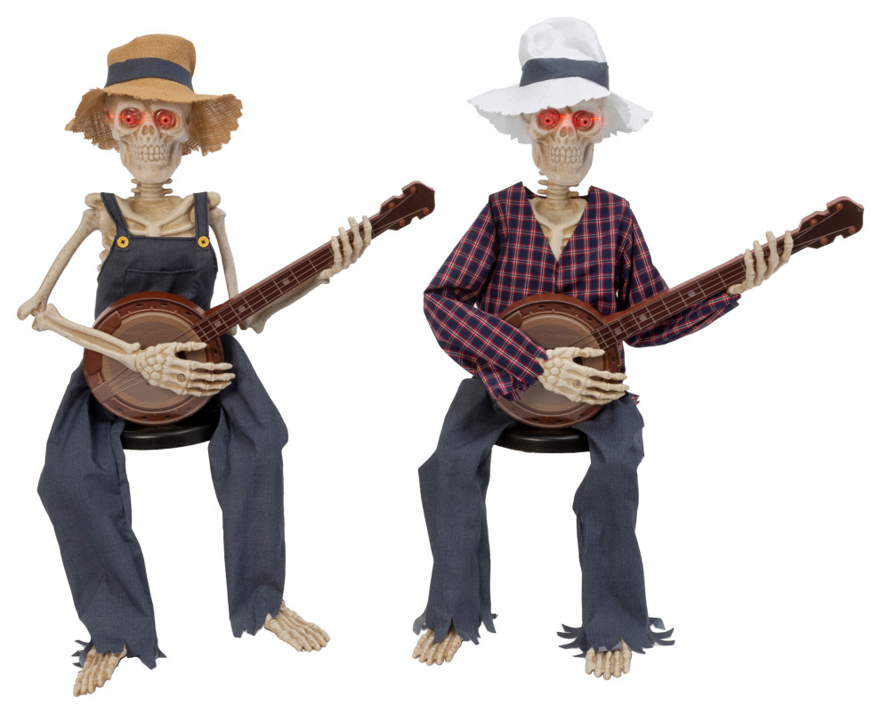 S/2 38in H Battery operated animated with sound Skeletons playing