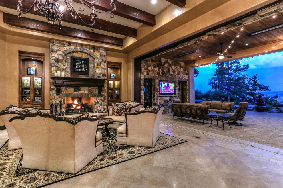 This is an example of a mediterranean family room in Denver.