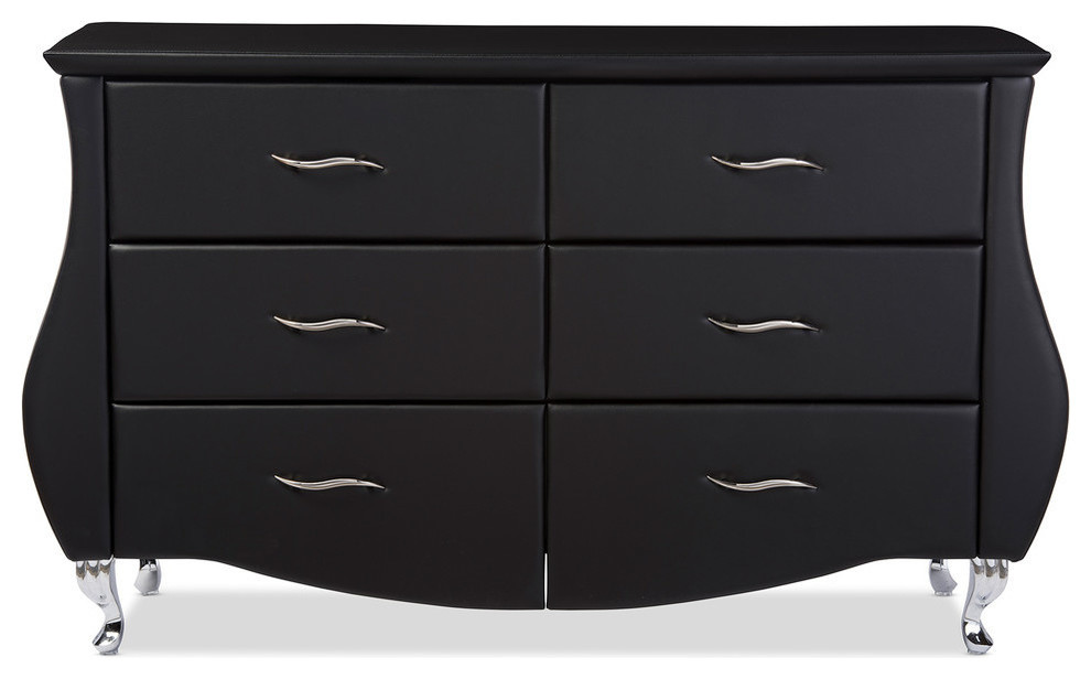 Enzo 6Drawer Dresser, Black Contemporary Dressers by Baxton Studio