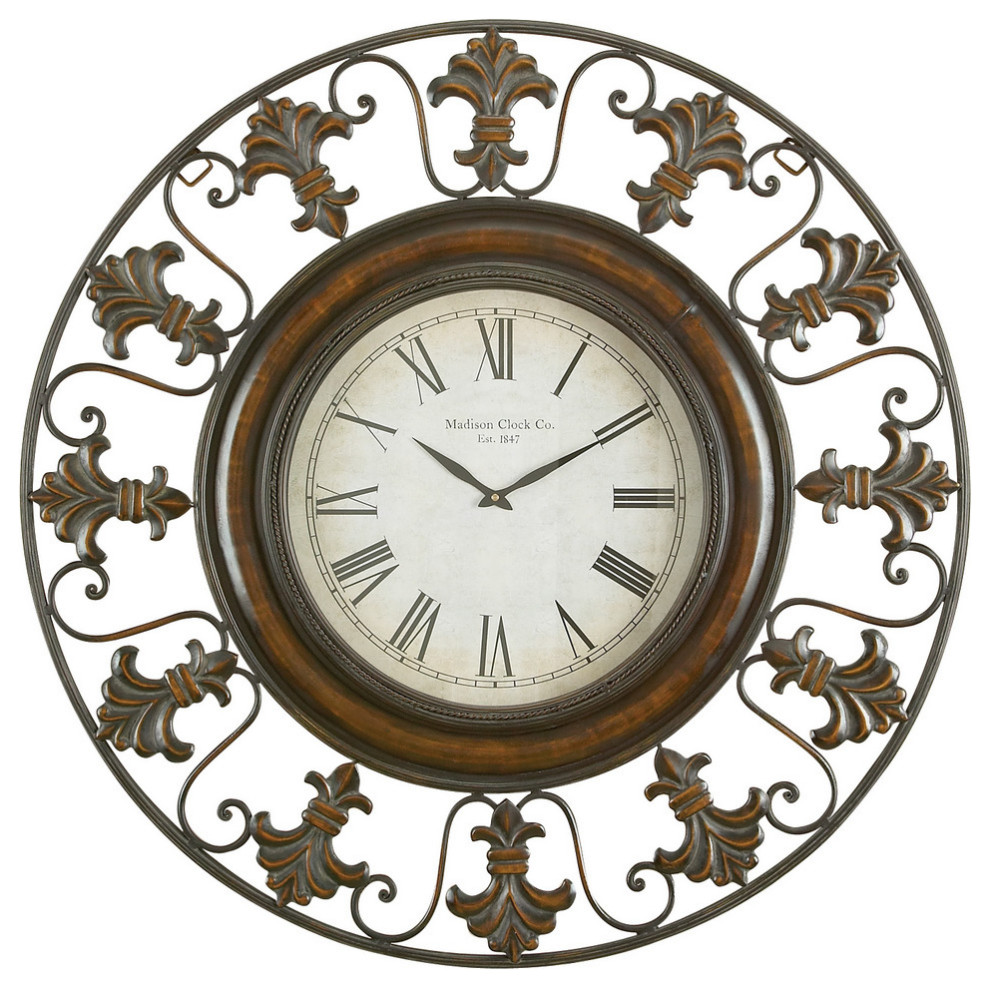 Rustic Brown Metal Wall Clock 75621