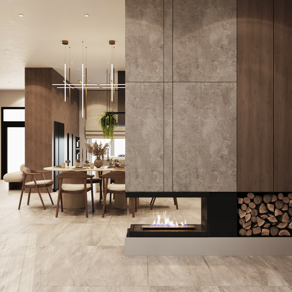 Зона кухни (искусственный камин)