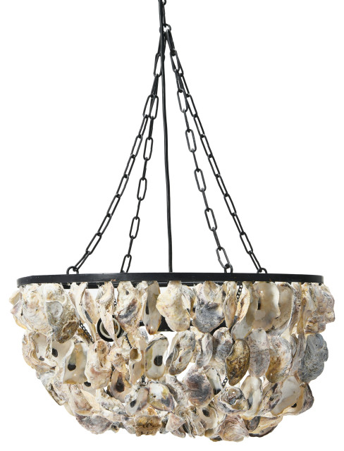 Curated visual reference: Fresh Look at 2 Light Round Oyster Shell Chandelier Beach Style Chandeliers