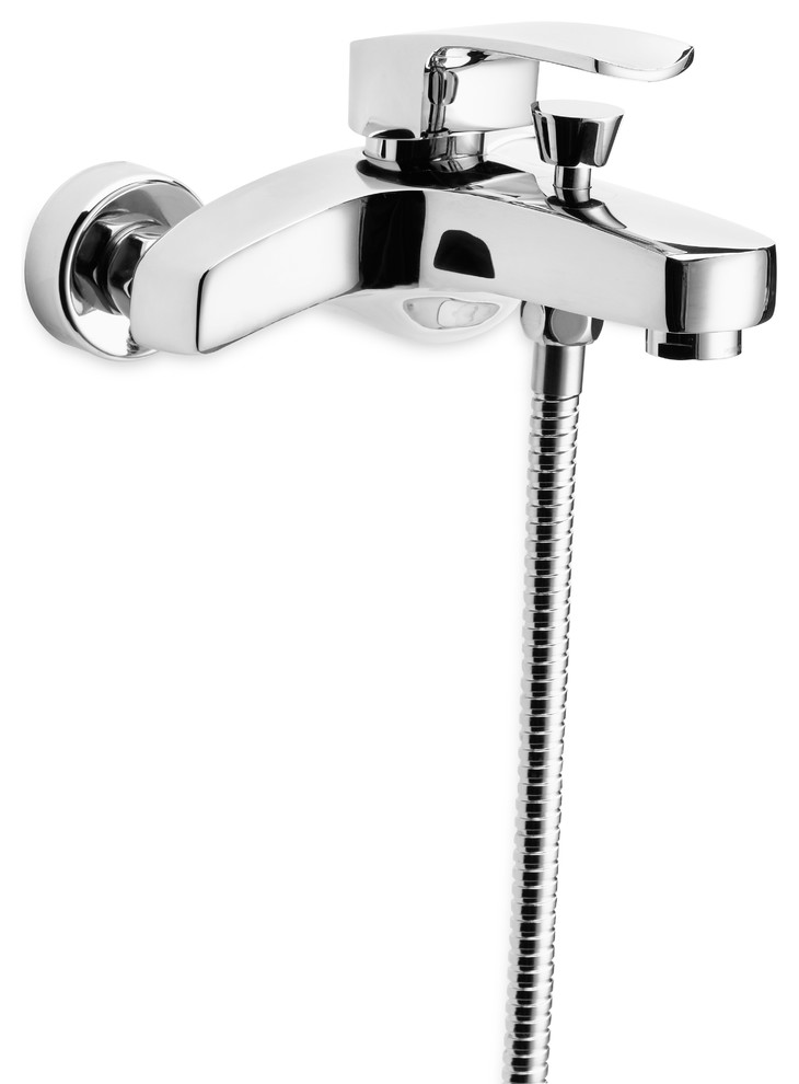 Ladak Wall Mounted Tub Filler With Hand Spray Contemporary Bathtub