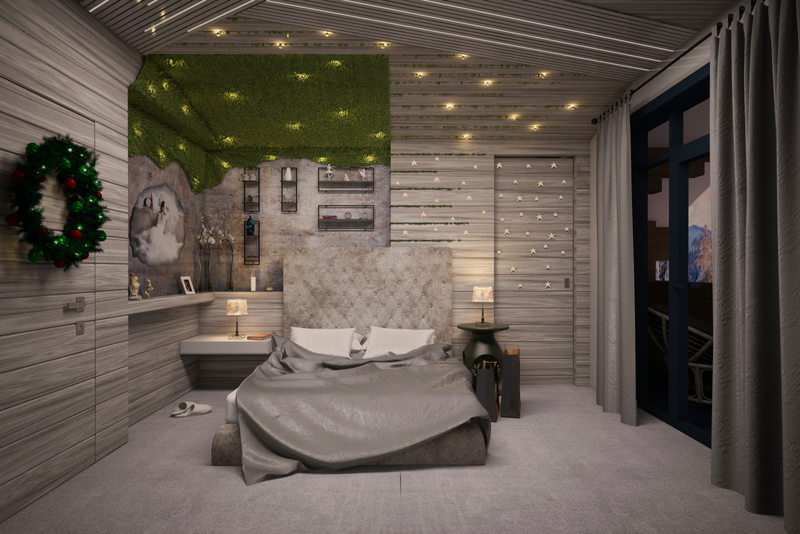 Комната дочери в доме с печью