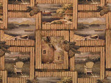 Fly Fishing Themed Tapestry Upholstery Fabric By The Yard