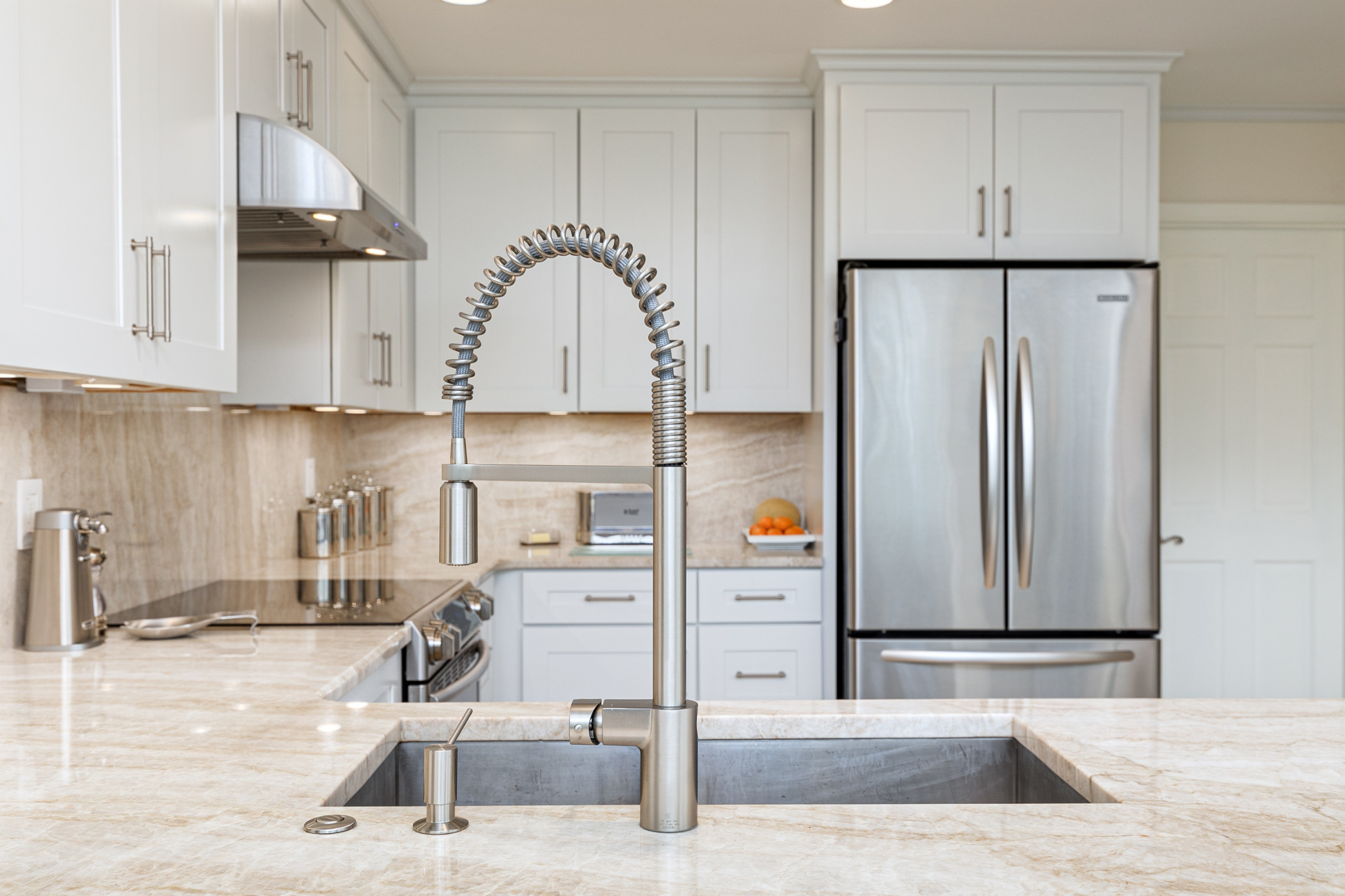Sprayer Faucet with Soap Dispenser at Undermount Sink