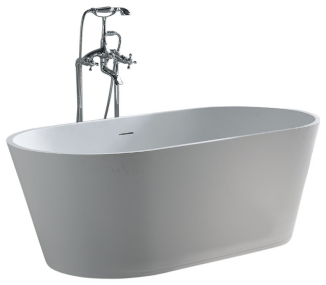 Serenity 59" Stone Resin Soaking Tub Contemporary Bathtubs by