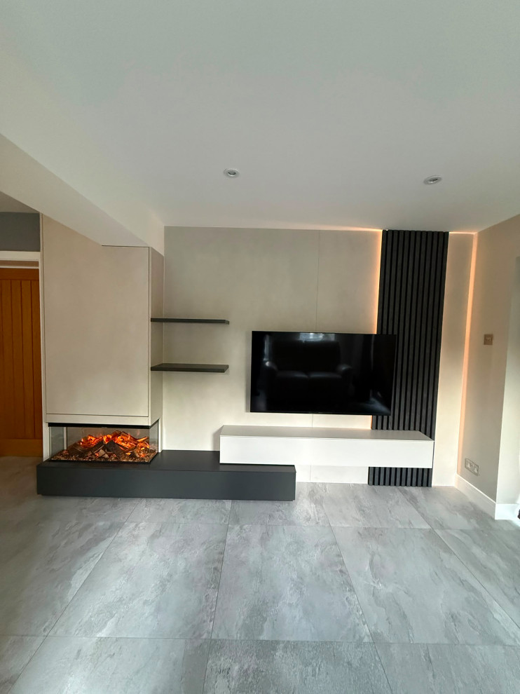 Modern Media Wall with Feature Fireplace