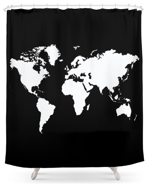 Society6 Black Elegant World Shower Curtain Contemporary Shower