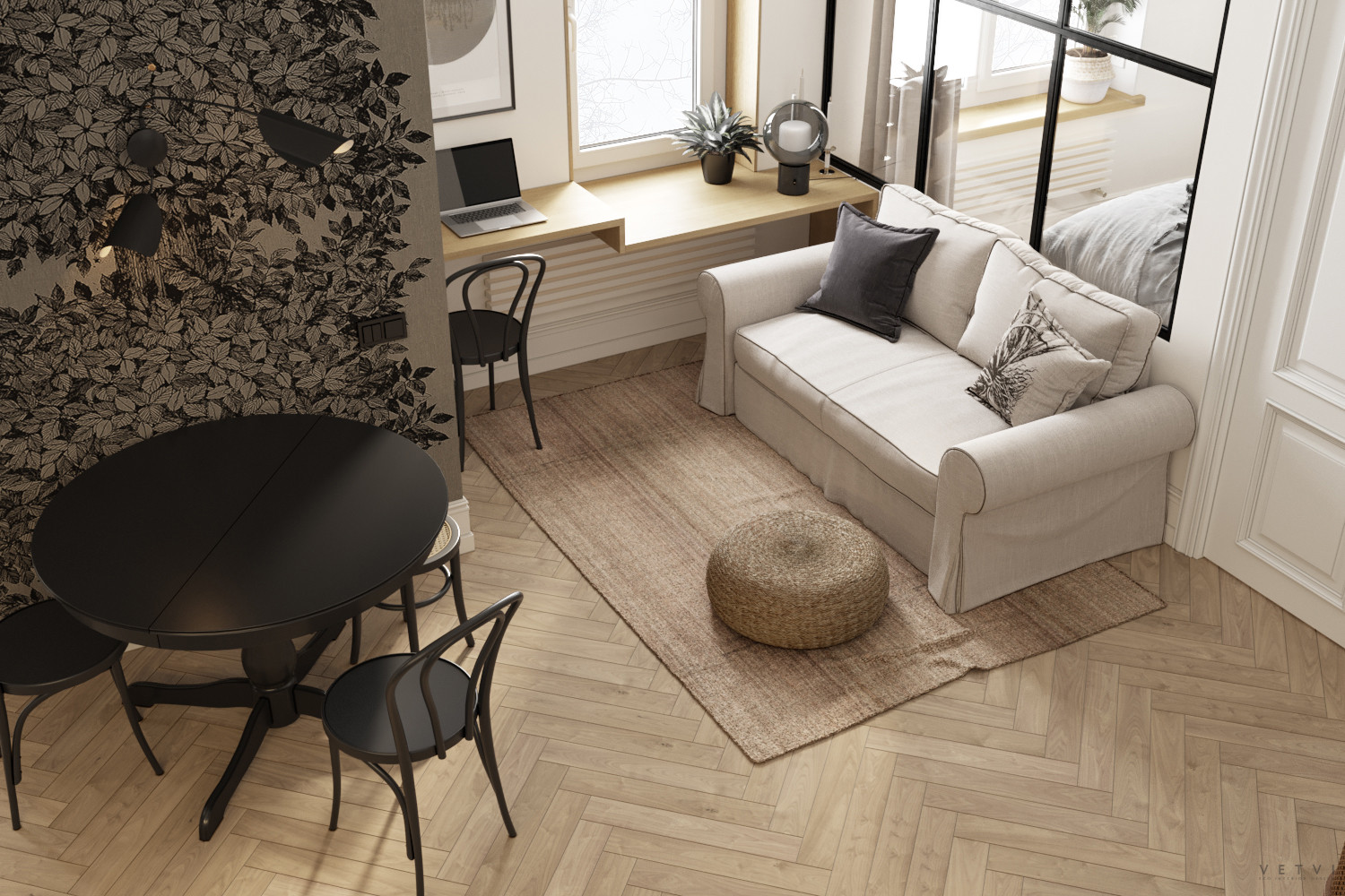 Квартира в Нижнем Новгороде с лесными акцентами | Площадь 42м²