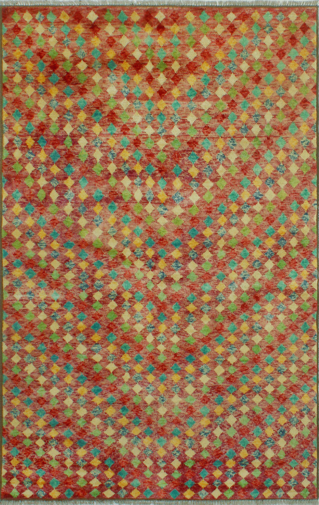 Balochi KoLight en Rust/Turquoise Rug, 5'0x8'1